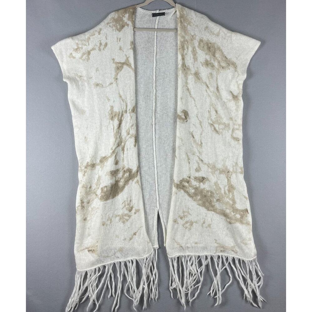 Wooden Ships Duster Long Cardigan Women M/L Tie Dye‎ Fringe Mohair Wool Gypsy